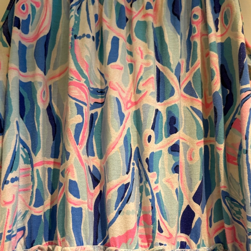 Lilly Pulitzer Blue Pink Tropical Print Sundress - Picture 2 of 2